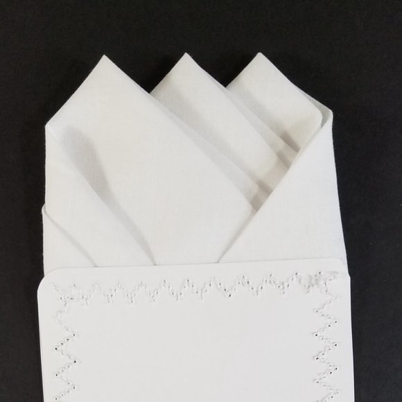 NEW White 100% Cotton Pre-Folded Pocket Square Handkerchief Insert - Picture 7 of 8